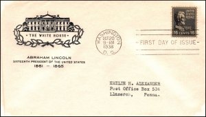 Scott 821 16 Cents Lincoln House Of Farnam FDC Typed Address Planty 821-45