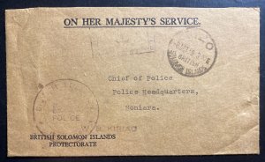 1959 British Solomon Islands On Her Majesty Service Cover To Police HQ Honiara