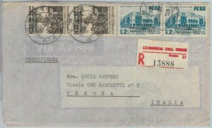 81706 - PERU - POSTAL HISTORY - Registered AIRMAIL  COVER to ITALY  1952