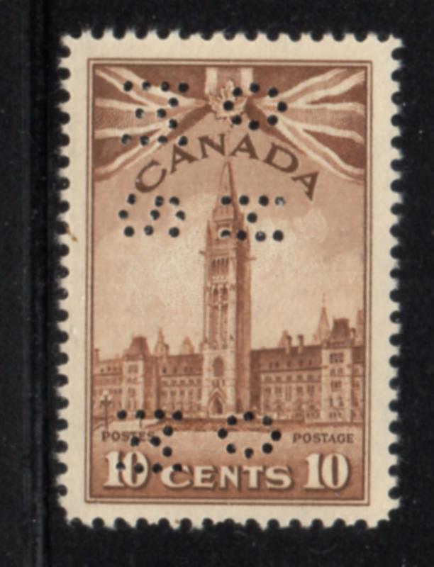 Canada USC#O-257 1942 10 c Parliament Building perforated OHMS stamp mint