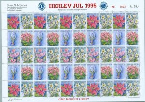 Denmark. Christmas Sheet Mnh 1995. Lions Club. Local Herlev. Christmas Flowers.