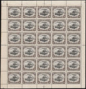 PAPUA 1907 Small Papua on Lakatoi BNG 4d wmk vert, full sheet deformed d MNH **