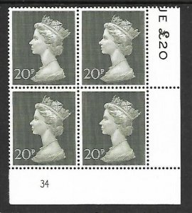 1970 20p Decimal Machin Cylinder 34 UNMOUNTED MINT