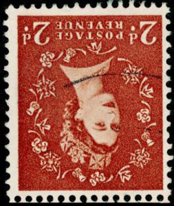 Sg573Wi, 2d light red-brown, FINE used. Cat £70. WMK EDWARD. WMK INVERTED.