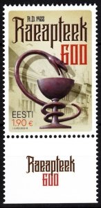 ESTONIA 2022-08 Medical Health Drugs: Town Hall Pharmacy -600. Title Margin, MNH