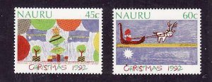 Nauru-Sc#397-8- id9- unused NH set-Christmas-1992-