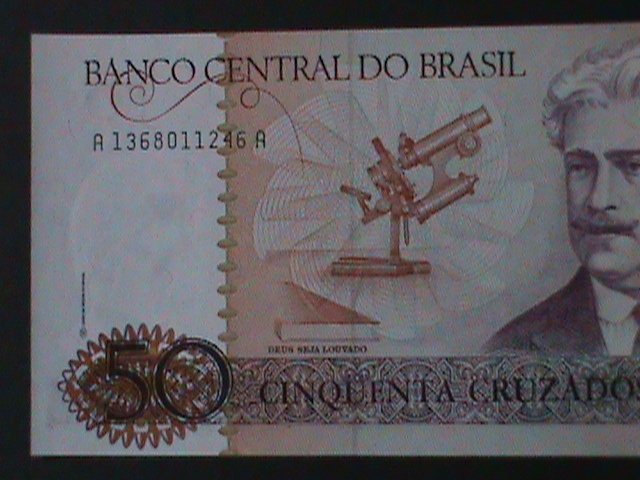 ​BRAZIL-1986-CENTRAL BANK $50 CRUZEIROS UNCIR-VF- WE SHIP TO WORLDWIDE