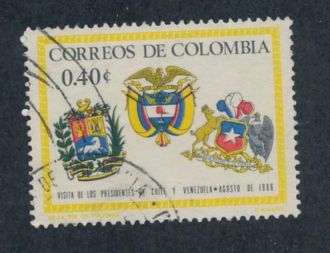 Colombia 1966 Scott 762 used - 40c, Arms, presidential visit