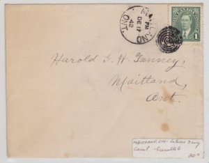 FANCY cancel Maitland Ont 1942 7 ring TARGET Steinhart Inv Canada cover