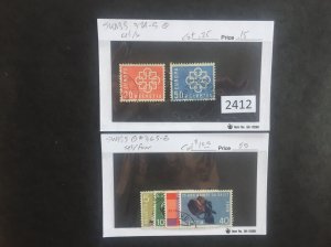 $1 World MNH Stamps (2412) Switzerland #374-5, 365-8, two used sets