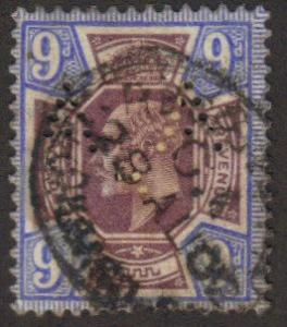 Great Britain #136 used 9p King Edw w A.A. perfin