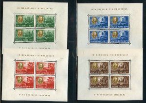 HUNGARY SCOTT#B198A/D CB1/1C FRANKLIN D ROOSEVELT SET OF 8 MINI SHEETS MINT NH