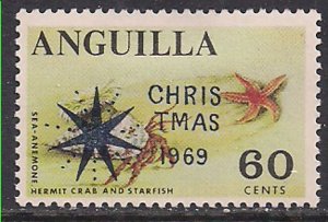 Anguilla 1969 QE2 60ct Christmas Crab & Starfish Ovpt MM SG 67 ( B678 )