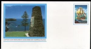 Norfolk Island Cook Monument - Duncombe Bay Postal Stationery Envelope Mint #...