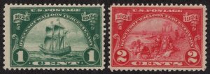 US #614 - 615 VF mint lightly hinged, fresh colors, nice