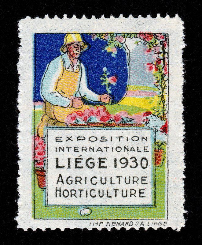 POSTER STAMP EXPOSITION INTERNATIONALE LIEGE 1930 AGRICULTURE HORTICULTURE