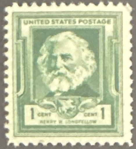 Scott #864 1940 1¢ Famous Americans Henry Wadsworth Longfellow MNH OG VF