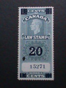 CANADA- FSC#22a -LAW STAMP-FOR COURT USE-20 ON 10 CENTS-MINT HING VERY FINE