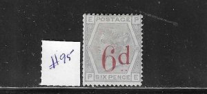 GREAT BRITAIN SCOTT #95 1883 SURCHARGE 6P ON 6P (VIOLET) - MINT HINGED