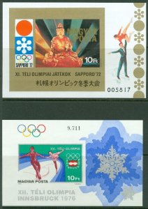 EDW1949SELL : HUNGARY 1972 & 1976 Olympics Cplt Imperf sets & Imperf S/S Cat $65