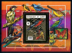 [95661] Guinea 1990 Scouting Birds Gold Foil Souvenir Sheet MNH