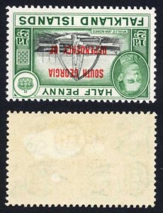 FID SG B1a 1944 South Georgia 1/2d WMK SIDEWAYS part gum Cat 3500 pounds