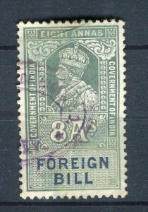 INDIA; Early 1900s GV Portrait type Revenue issues fine used 8a. value