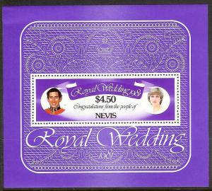 NEVIS Diana Wedding Souvenir Sheet Mint No Hinge