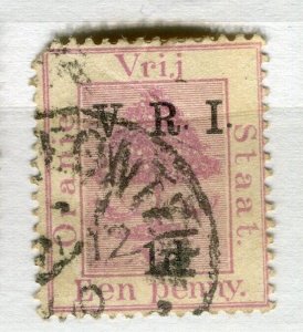 ORANGE FREE STATE; 1900 early classic QV used ' VRI 1d.' surcharged , Postmark.