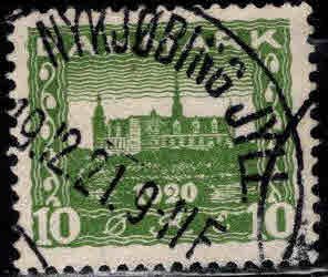 DENMARK  Scott 159 Used 1920 green Kronborg castle stamp