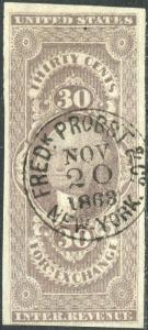 #R51a 30¢ FOREIGN EXCHANGE, LILAC VF-XF USED CV $120.00++ BP0990