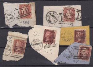 GB QV 1d Red On Piece Collection Of 6 With Postmarks Postal History BP9506