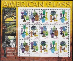 US# 3325-3328 $.33 American Glass Pane 0f 15 (MNH) CCV  $28.50