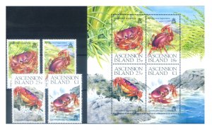 Ascension. Fauna. Crabs 1989. Series + Sheet.