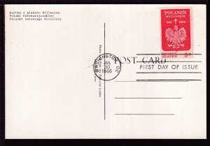 1966 Poland Millennium Sc 1313 Edmund Lszka post care Maxi-card FDC