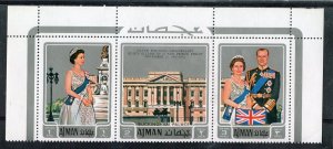 Ajman 1972 QUEEN ELIZABETH II & PRINCE PHILIP Silver Set Perforated Mint (NH)