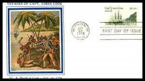 US 1732-1733 Captain Cook Western Silk Set of Eight U/A FDC