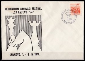 Yugoslavia 1974 CHESS SARAJEVO FESTIVAL Cover Special Postmark