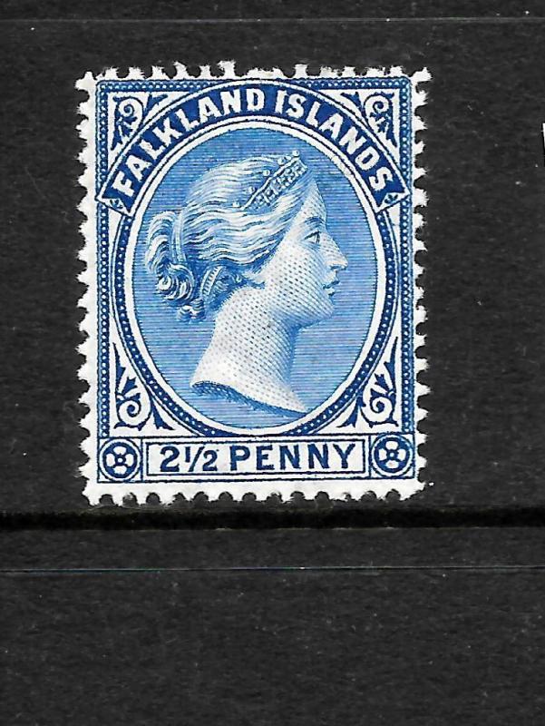 FALKLAND ISLANDS  1891-02  2 1/2d BLUE  QV  MH  SG 28   