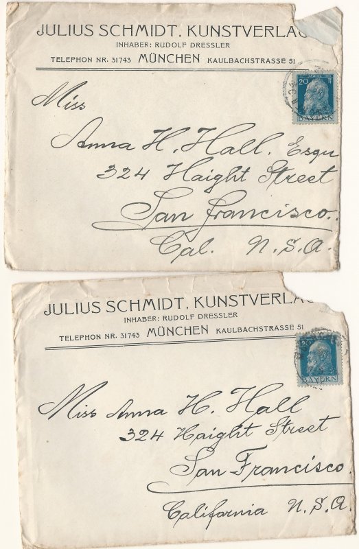 Bavaria 1902 - 1920 : Six (6) Different Postal Cards & Covers