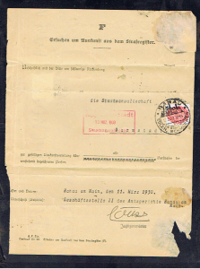 GERMANY 1930 COVER WITH OFFICIAL STAMPS