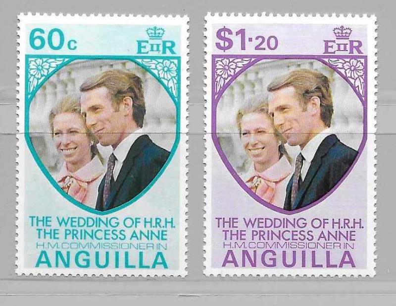 Anguilla 179-80 Princess Anne Wedding set MNH