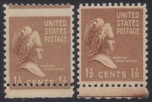 805 - 1 1/2c Margin Misperf Error / EFO Prexie / Presidential Series MNH