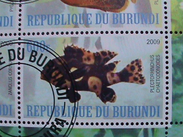 BURUNDI-2009- COLORFUL LOVELY BEAUTIFUL TROPICAL FISHES CTO SHEET VF-NO3