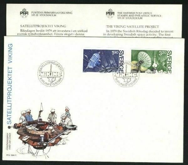 Sweden. FDC 1984 Cachet. Viking Satellite Project. Engraver Martin Morck.