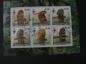 ​MAURITANIA-2003 BEAUTIFUL LOVELY OWLS WITH SCOUT LOCO-SHEET VF-FANCY CANCEL