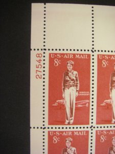 Scott C68, 8c Amelia Earhart, PB4 #27548 x4, Matched Set, MNH Airmail Beauties