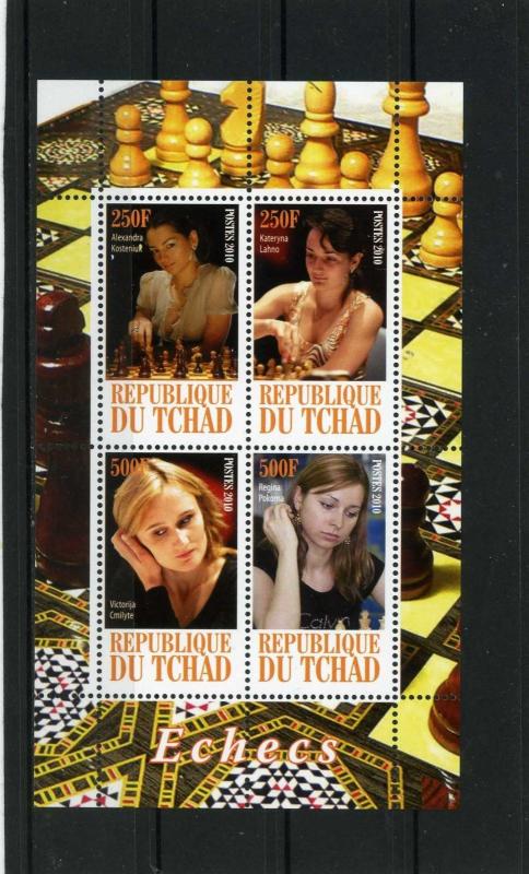 CHAD 2010 SPORTS/CHESS SHEET OF 4 STAMPS MNH