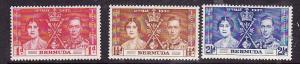 Bermuda-Sc#115-7-unused very light hinged KGVI Coronation set-Omnibus-1937-