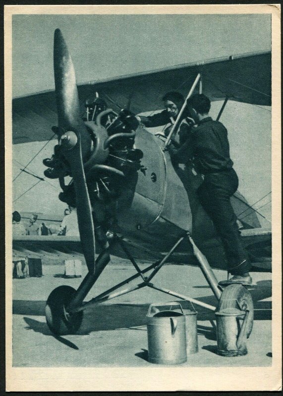 Czechoslovakia Aeroclub Refueling Photo Postal Card Europe Early Aviation